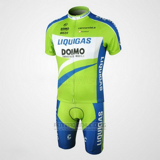 2010 Fahrradbekleidung Liquigas Doimo Blau und Grun Trikot Kurzarm und Tragerhose